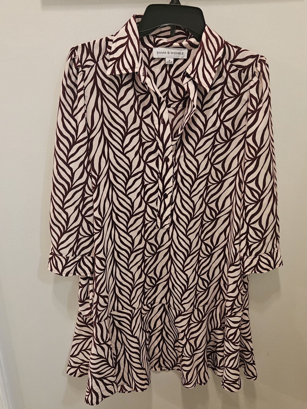 Emma & Michele Pink Dress with Burgundy Leaf Print